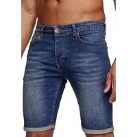 Reslad Jeansshorts Reslad Jeans Shorts Herren Kurze Hosen Sommer l Used Look Washed Männe Denim Jeansbermudas Stretch Jeans-Hose