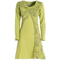 Vishes Jerseykleid Damen Mandala Kleid Blumenkleid Langarm Rundhals Baumwollkleid Hippie, Ethno, Elfen Style
