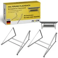avoltik Solarmodul-Halterung Solarpanel Halterung Flachdach Montageset 114 cm - Alu 6005-T5, (Set, Set für 2 Solarmodule in Silber oder Schwarz, Korrosionsbeständig, stabile Ausführung)