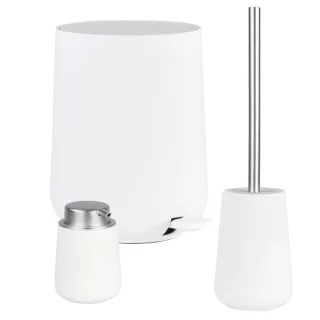Bad-Accessoires Nova Set 3-teilig white | Zone Denmark Komplettset aus Soft-Touch Seifenspender, Toilettenbürste & Treteimer für das Badezimmer.