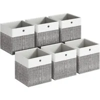 SONGMICS Aufbewahrungsbox Aufbewahrungskorb, Ordnungsboxen, Faltbox, Stoffbox für Würfelregal (6 St), mit PP-Platten, geruchsneutral, 30 x 30 x 30 cm, wolkenweiß-schilfgrau