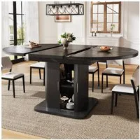 i@home Esstisch Ausziehbarer Esstisch mit Stauraum, Esstisch ausziehbar rund, Esszimmertisch ausziehbar,braun,110/150*110*75cm