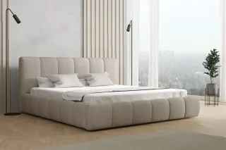 Polsterbett Doppelbett GIULIA 180x200cm Stoff Freya Cappuccino