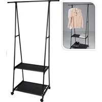 Koopman Kleiderständer Garderobenständer Schuhregal Campingregal 157x85x45cm, (Stück, 1 St., Packung), Breite verstellbar, 2 Ablagen, 4 Rollen, Bügelstange, Metallgestell
