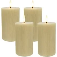relaxdays LED-Kerze 4er Set 13 cm, Beige