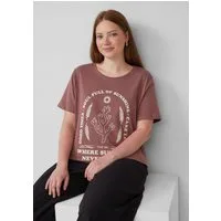 QS Kurzarmshirt T-Shirt Baumwoll T-Shirt mit Frontprint