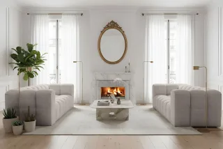 Sofaset Designersofa SOLVIE 3-3 in Stoff Moly Creme