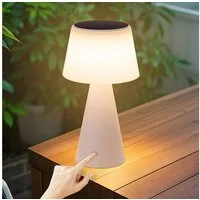 ZMH LED Tischleuchte Kabellos Solar Akku Modern Touch Dimmbar Nachttischlampe Wohnzimmer, Augenschutz, Einfache Installtion, LED fest integriert, 3000-5000K, mit USB Batterie 3600mhA Aufladbar Tischlampen Outdoor