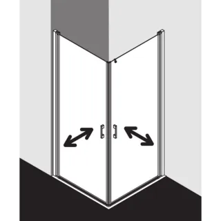 Kermi Liga Eckeinstiegshälfte Pendeltür LI1EL083181AK 83x185cm, silber mattglanz, ESG klar, links, auf Duschplatz