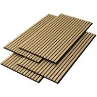 neu.holz 3D Wandpaneel, (Set, 4-tlg) »Vang« Akustik Wandpaneel im 4er Set Eiche, dunkel