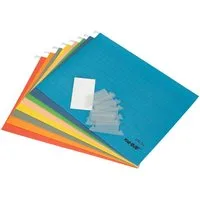 HMF Hängeregistereinsatz Hängeregister Mappen für Dokumente, Hängemappen DIN A4 (8 St., Set, versch. Farben), mit Vollsichtreitern inkl. Beschriftungsschilder, 31,4 x 24 cm, Bunt