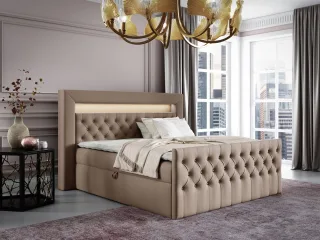 Boxspringbett Schlafzimmerbett ERNESTO Nr.1 140x200cm in Elisa Velvet Beige