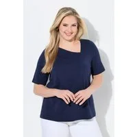 Ulla Popken T-Shirt T-Shirt Classic asymmetrischer V-Ausschnitt