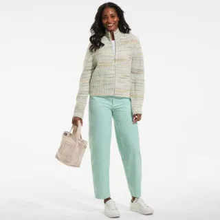 Barrel-Feincordhose High Waist für Damen, Damen, size: regular, Elfenbein, Baumwolle, by Lands' End