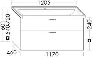 Burgbad WTU.-Schr. Sys30 PG4 Sana 601x1170x460 Eiche Schwarz, WYHC117F6334 WYHC117F6334