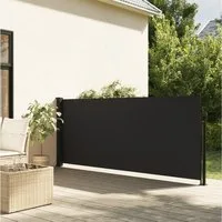 furnicato Markise Ausziehbare Seitenmarkise 100x300 cm Schwarz, Polyester mit UV-beständiger Sichtschutz mit automatischem Zurückroll-System