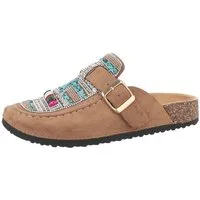 Ital-Design Damen Mules Freizeit Pantolette (85878261) Flach Pantoletten in Hellbraun