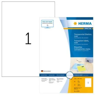 Herma transp. Etiketten 210X297 100 Blatt DIN A4 80 Stück 10783