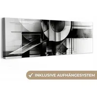 OneMillionCanvasses® Leinwandbild Panorama Abstrakt - Kunst - Modern - Schwarz und weiß, Fotodruck (1 St), Wandbild, Deko Schlafzimmer Wohnzimmer Flur 60x20 cm