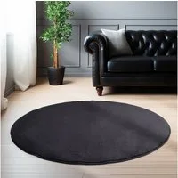 Carpettex Veloursteppich Unicolor - Einfarbig, Rund, Höhe: 7 mm, Moderner Flauschiger Kurzflor Teppich Anti-Rutsch Rückseite Waschbar