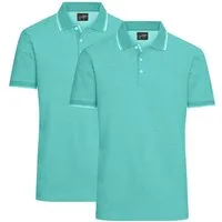 James & Nicholson Poloshirt Doppelpack Herren Poloshirt Baumwoll Pique in bicolor Optik JN704 (Doppelpack, 2er-Pack) mit Kontraststreifen