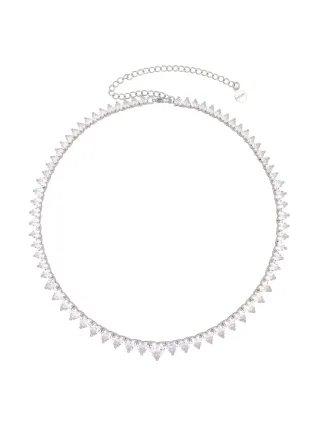 Fashionbox Collier rhodiniert Zirkonia weiss Mittelteil Zirkoniaherz weiss
