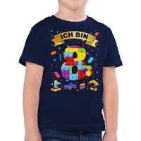 Shirtracer T-Shirt Ich bin 8 Bausteine (1-tlg) 8. Geburtstag