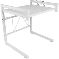JEOBEST Regalelement Erweiterbares Mikrowellen Regal Mikrowellenhalter aus Kohlenstoffstahl, längenverstellbares Mikrowellen Regal(40-65cm) Rutschfeste Füße Weiß