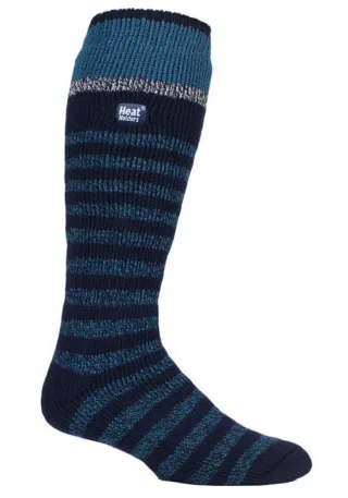 Heat Holders - Homme Hautes Chaudes Thermique Ski Chaussettes pour Bottes - Stripe De La Marine