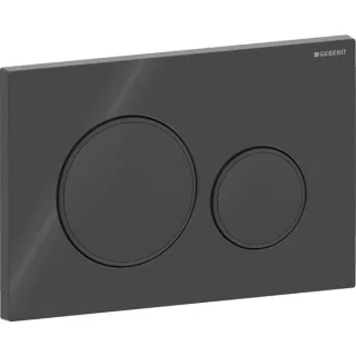 Geberit Betätigungsplatte Sigma20, für 2-Mengen-Spülung, schwarz glänzend, Design-Ringe schwarz mat 115882DW1