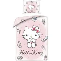 Hello Kitty Bettwäsche Bettdeckenbezug 140 × 200 cm mit 70 × 90 cm Kissenbezug, Beidseitig bedruckt Pflegeleicht Atmungsaktiv