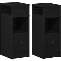 vidaXL Nachttisch Nachttische 2 Stk. mit Schublade Schwarz 25x31x66 cm (2-St)