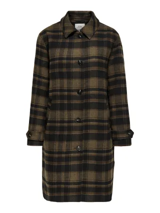 JDY - JDYASTRID CHECK LONG COAT OTW HAB Chocolate Brown - Gr. - S