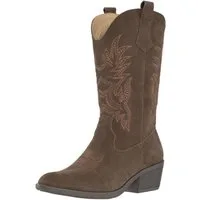 Salinyang Damen Westernstiefel mit Stickerei und Blockabsatz Cowboy Stiefelette