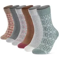 sockenkauf24 Thermosocken Damen warme Wintersocken Vollfrottee (38205, 6-Paar) aus Baumwolle mit Komfortbund