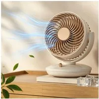 MOPUEA Tischventilator Tischventilator Mini-Ventilator USB Tischventilator 3 Stufen LED leise, 3 Stufen 120°/140° Schwenk LED leise USB wiederaufladbar