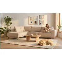 OTTO home Ecksofa Oland Skandi, weicher Chenille-Stoff, L-Form, 289 cm, Wellenunterfederung, Skandi-Design, Massivholzfüße