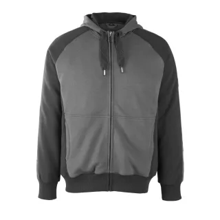MASCOT Wiesbaden Kapuzensweatshirt mit Reißverschluss UNIQUE Dunkelanthrazit / Schwarz XXL - 50566-963-1809-2XL