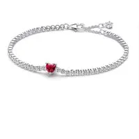 Pandora Tennisarmband 590041C02, für Damen Rotes Funkelndes Herz Silber