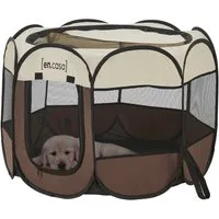 en.casa Tierhaus, »Telford« Pop Up Hundehütte Braun/Cremefarben 43 x 74 x 74 cm
