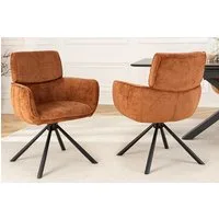 riess-ambiente Drehstuhl UNIQUE rost braun/schwarz – Chenille, mit Armlehne, Metallgestell (Einzelartikel, 1 St), 180° drehbar mit Rückholmechanik – ideal für Esszimmer oder Büro