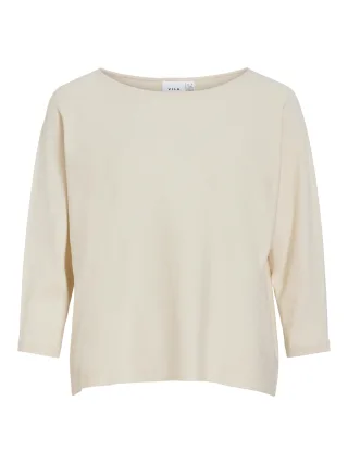 VILA - VIMALU BOATNECK 3/4 SLEEVE KNIT TOP-NOOS Sandshell - Gr. - S