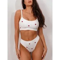 Elegant Love Set: Bustier Komfortables Dessous-Set mit Herzmuster & High-Waist-Slip (Set, 2-tlg., mit String) Sexy BH-Set ohne Bügel – Bequeme Reizwäsche im modernen Design
