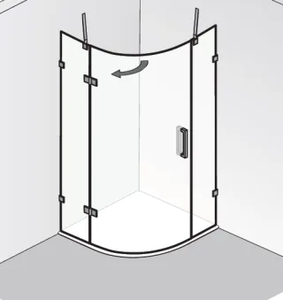 HSK Atelier Plan Pur AP.240 Runddusche 3-teilig, 1 Drehtür AP.240