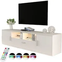 WILGOON TV-Schrank Fernsehkommode, Hochglanz TV Schrank, mit 16 Farben LED Beleuchtung (Fernsehschrank, 1-St., 2 offenes Regalfach,3 Ablagen mit Griff Klapptüren) TV Board Fernsehkommode 160cm TV schrank in wohnzimmer für TV bis 65''