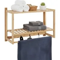 relaxdays Wandregal Bad mit Haken & Handtuchstange