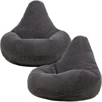 icon Sitzsack 2er Set Sessel mit Rückenlehne aus Cord „Dalton“, Sitzsack XXL, Gaming Sitzsack, Made in Germany, Erwachsene & Kinder