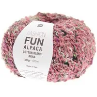 Rico Design Wolle Fashion Fun Alpaca Cotton Blend aran Häkelwolle, 120,00 m (50g Wolle zum stricken und häkeln, Strickwolle, Strickgarn, Handsrickgarn), mit weicher Alpakawolle und Baumwolle