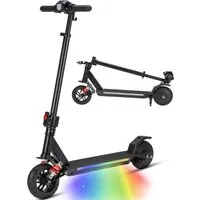 Vankel Elektro-Kinderroller klappbar, E Scooter für Kinder, ab 10 Jahre, 15km, Bunte Leuchten, Federung, 14km/h, EBS+Fußbremse, höhenverstellbar, mit Haken