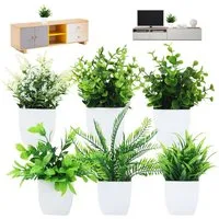 Kunstpflanze 6 Stück Künstliche Pflanzen Plastik Pflanze Dekopflanze, AKKEE, Zur Dekoration von Wohnzimmer, Schlafzimmer, Büro oder Arbeitszimmer